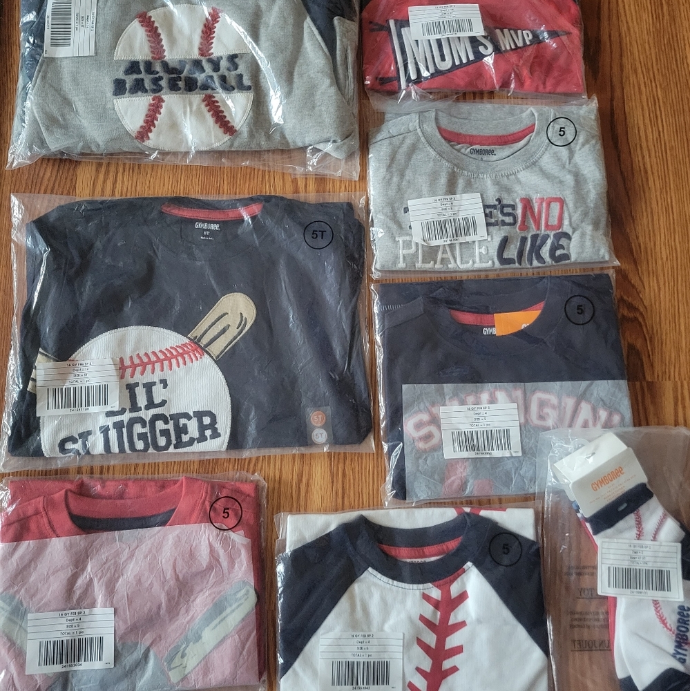 Boys 5t 5 Gymboree Baseball Shirt Hoodie Sock Lot NEW Vintage Gymboree
